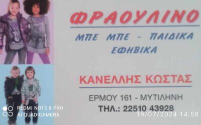 Ε.Σ.ΠΕ.Ε.ΛΕΣΒΟΥ-ΠΡΟΣΦΟΡΑ ΑΠΟ ΤΑ ΚΑΤΑΣΤΗΜΑΤΑ ΠΑΙΔΙΚΗΣ ΕΝΔΥΣΗΣ ”ΦΡΑΟΥΛΙΝΟ”